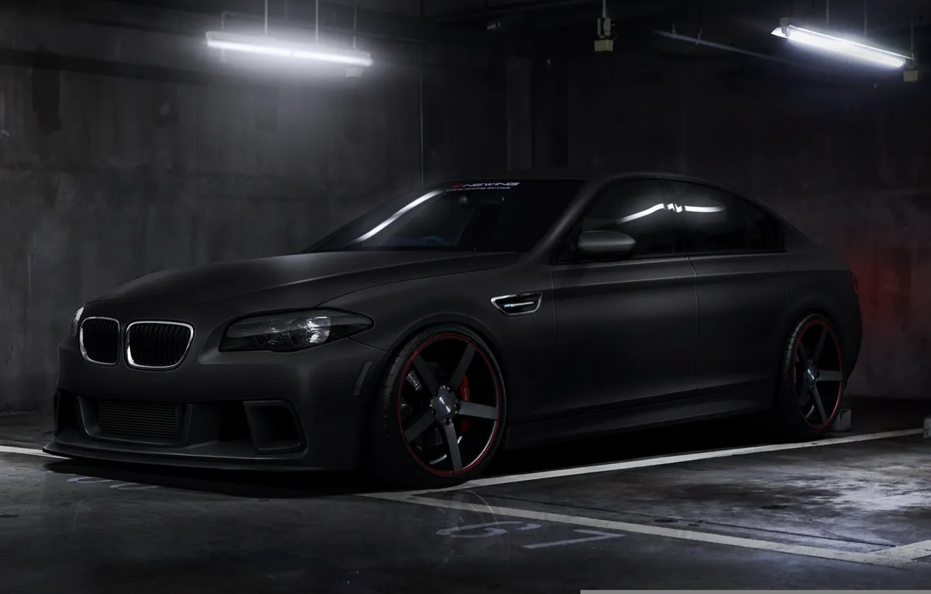 Фото обои car, тюнинг, бмв, black, tuning, bmw m5, автообои, matte