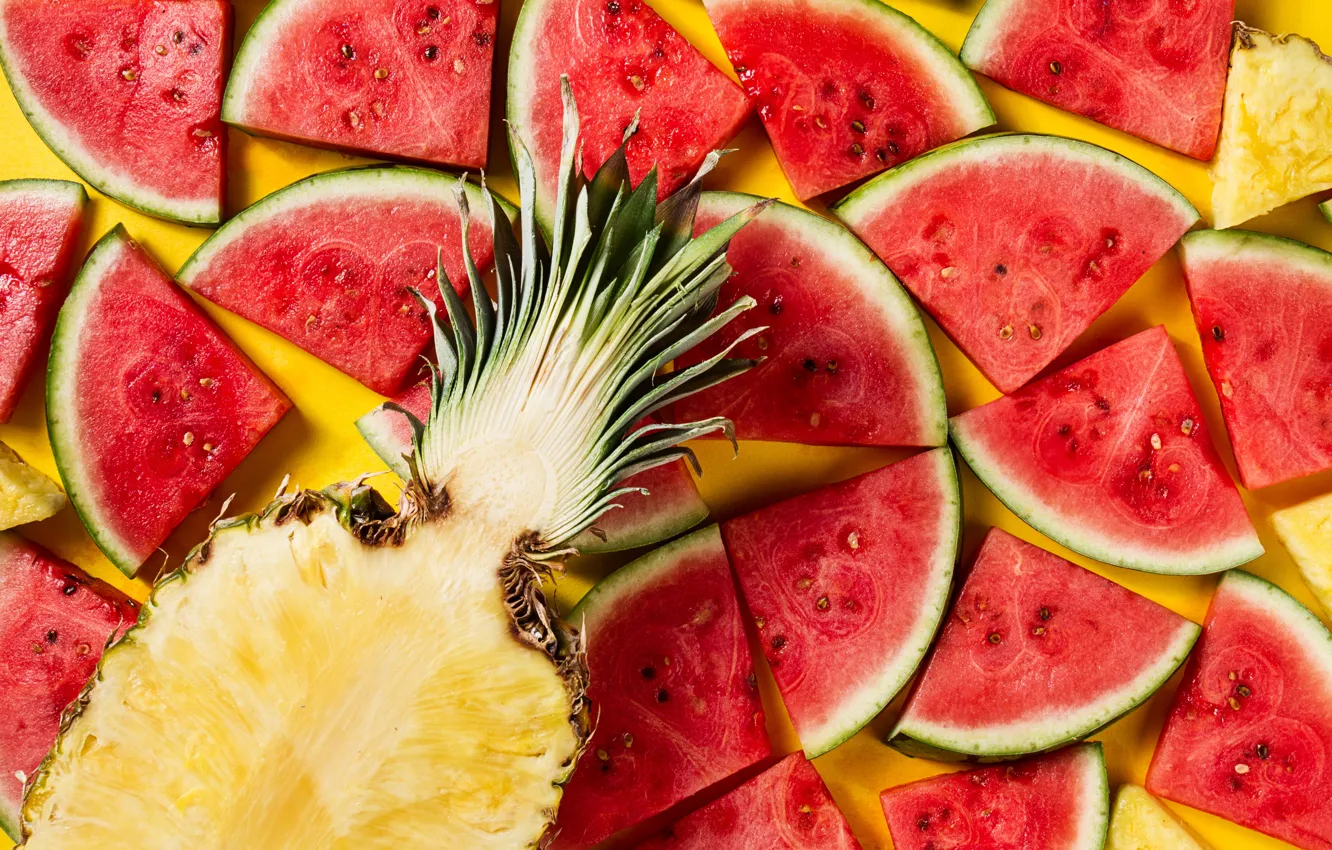 Фото обои арбуз, фрукты, ананас, fruits, pineapple, watermelon