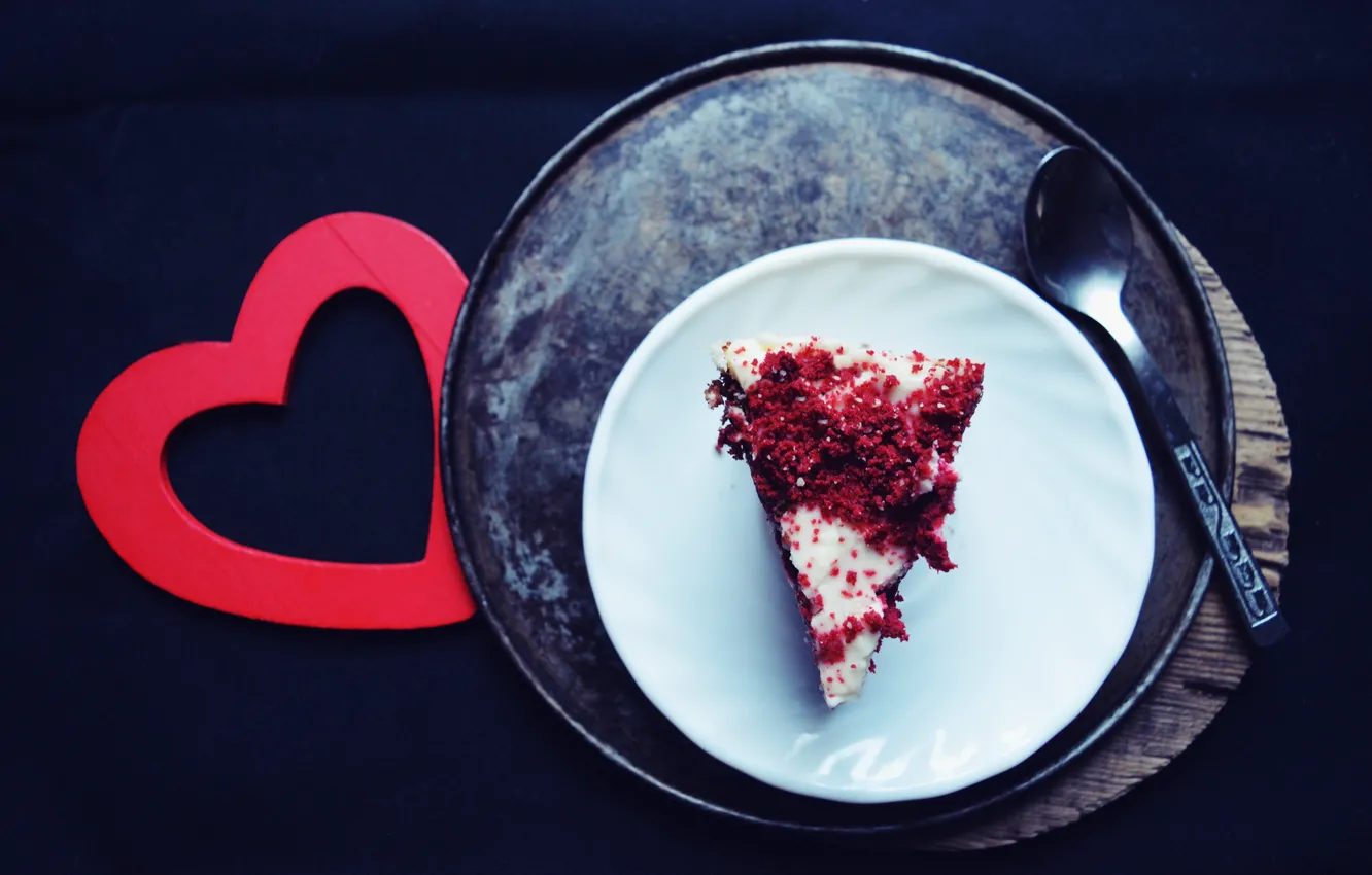 Фото обои Cake, Red heart, Тортик, красное сердце