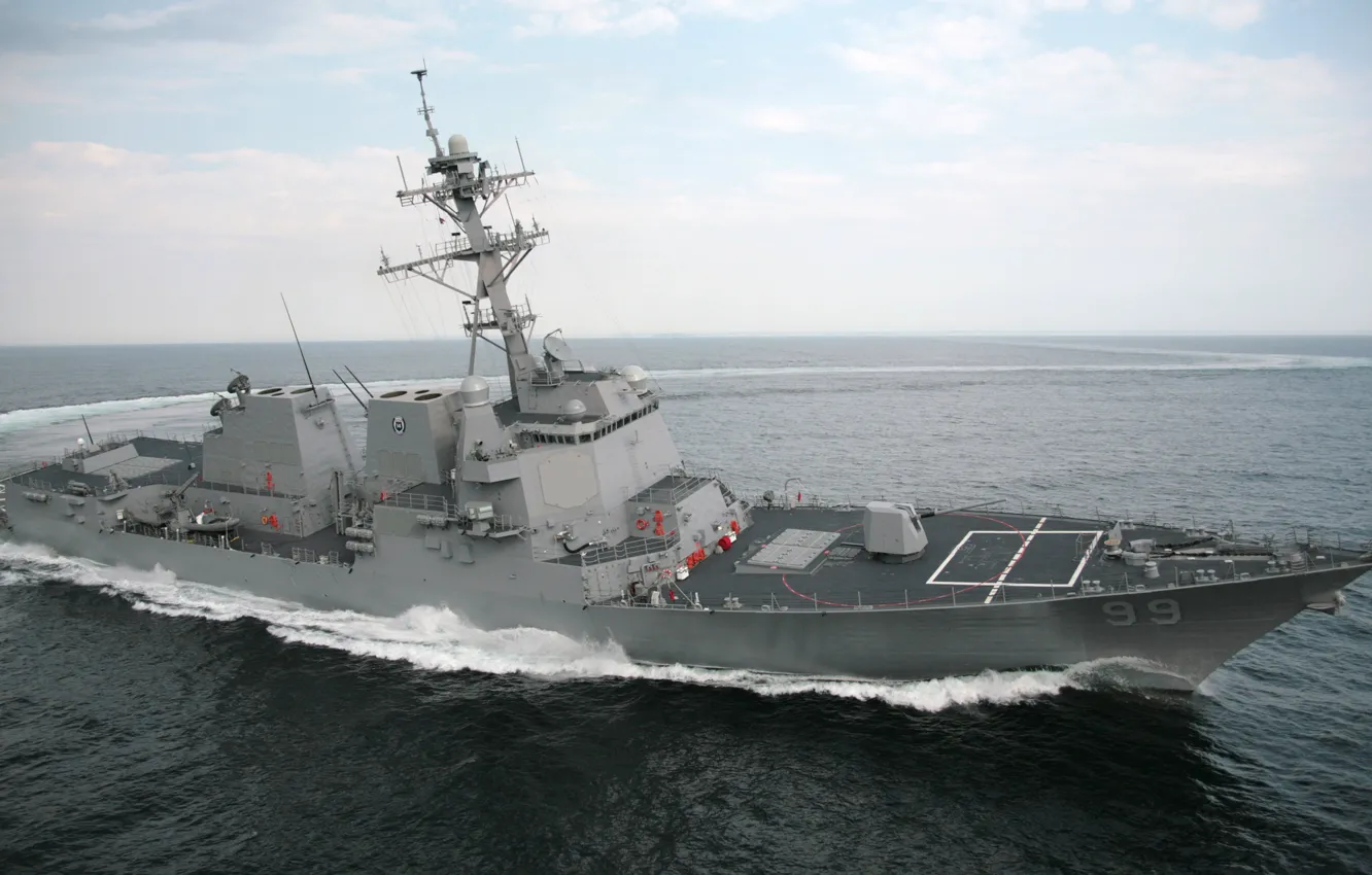 Фото обои море, корабль, США, эсминец, «Арли Бёрк»