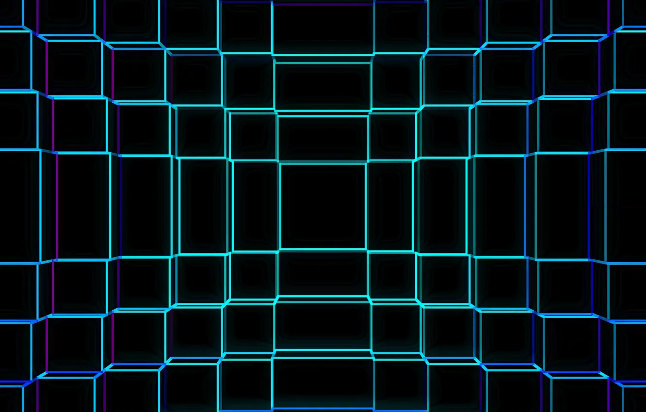 Фото обои абстракция, неон, blue, neon, abstraction, luminous grid, geometric grid, светящаяся сетка
