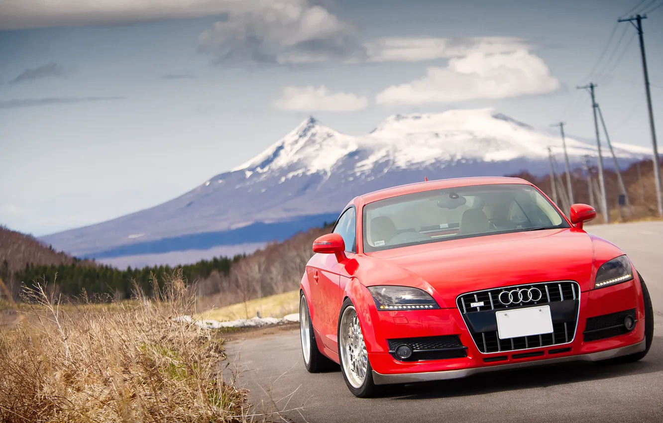 Фото обои горы, Audi, ауди, red, красная, tuning