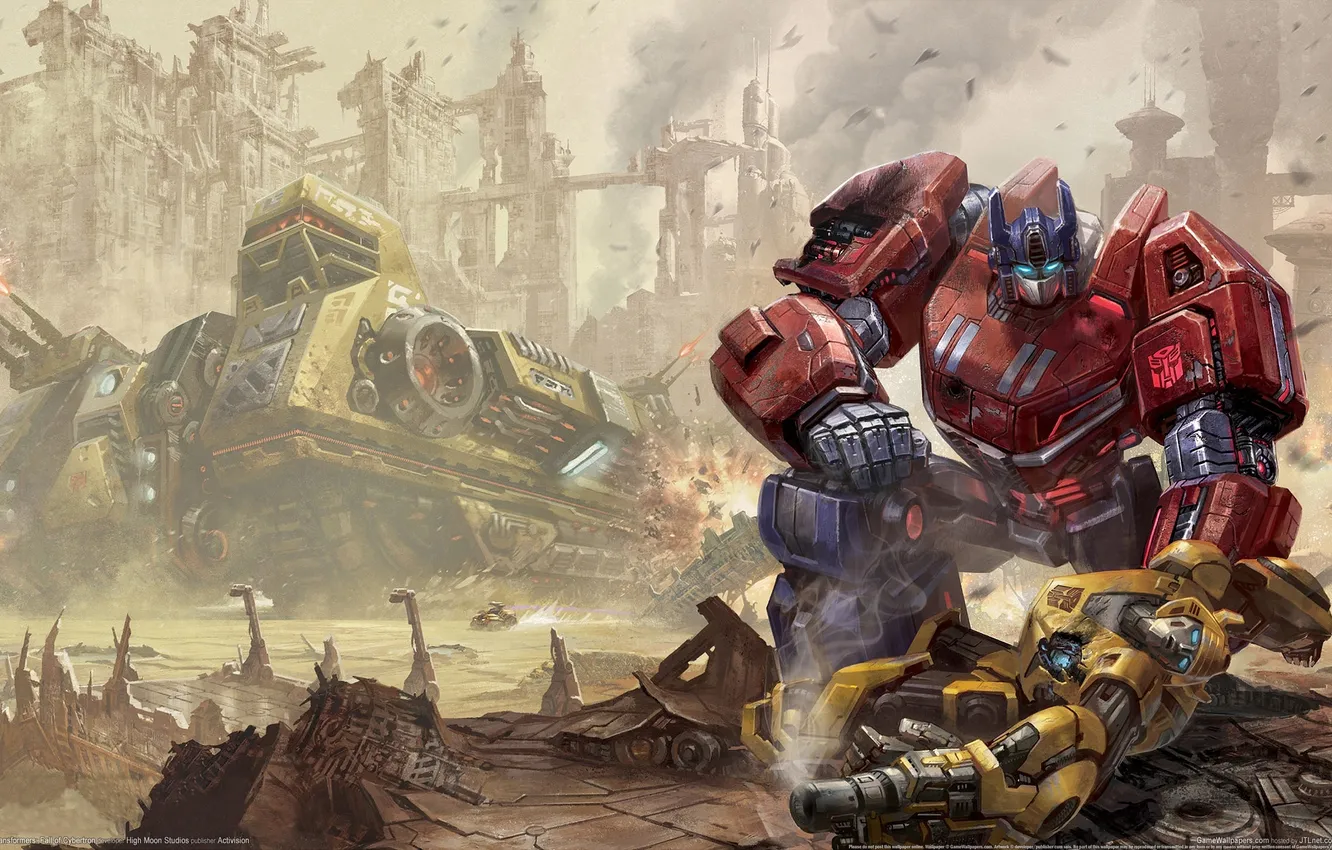 Фото обои Трансформеры, Optimus Prime, Bumblebee, Transformers: Fall of Cybertron, Автоботы