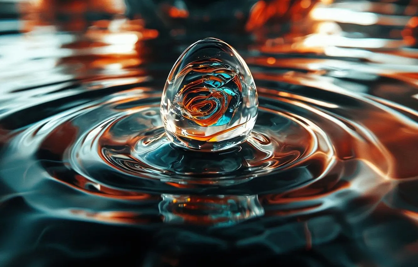 Фото обои абстракция, сфера, abstraction, digital art, sphere, цифровое искусство, круги на воде, water circles