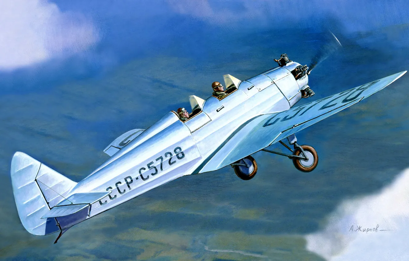 Фото обои самолет, арт, художник, СССР, конструктор, советский, одномоторный, двухместный