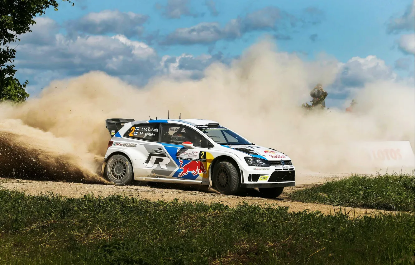 Фото обои Авто, Пыль, Белый, Volkswagen, Скорость, Занос, WRC, Rally