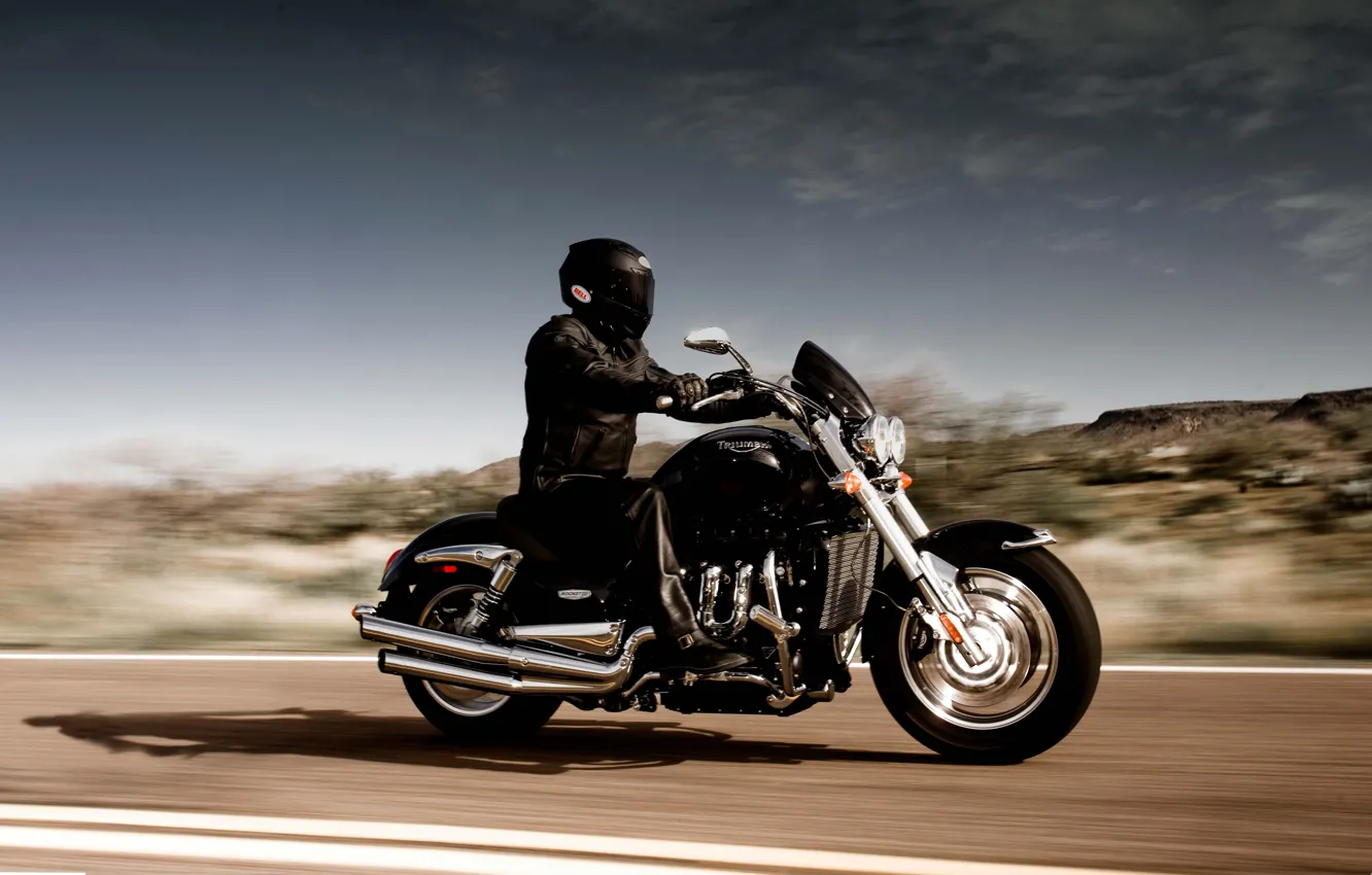 Фото обои скорость, мотоцикл, Байк, шлем, байкер