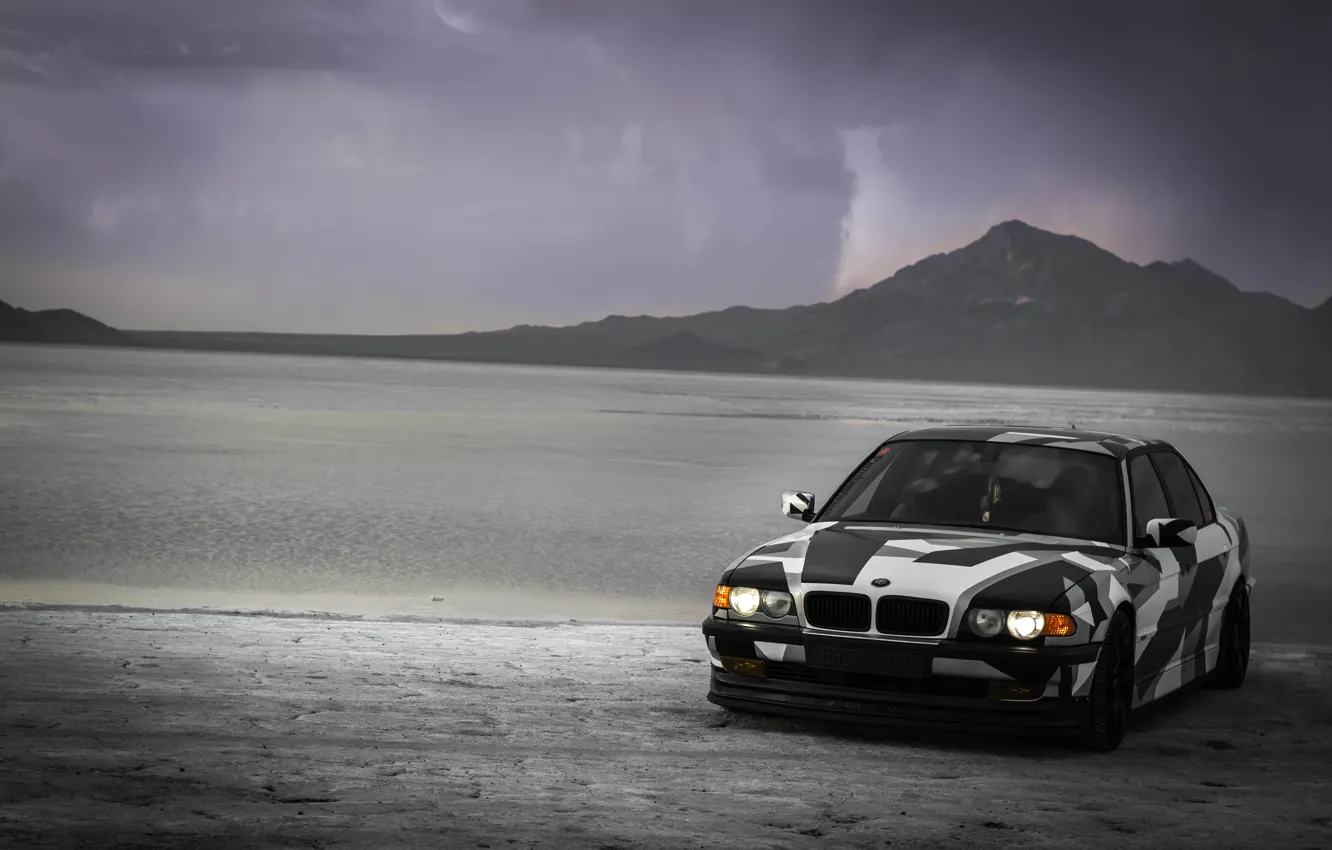 Фото обои BMW, Тюнинг, БМВ, Alpina, E38, 740il, arctic camo, camo