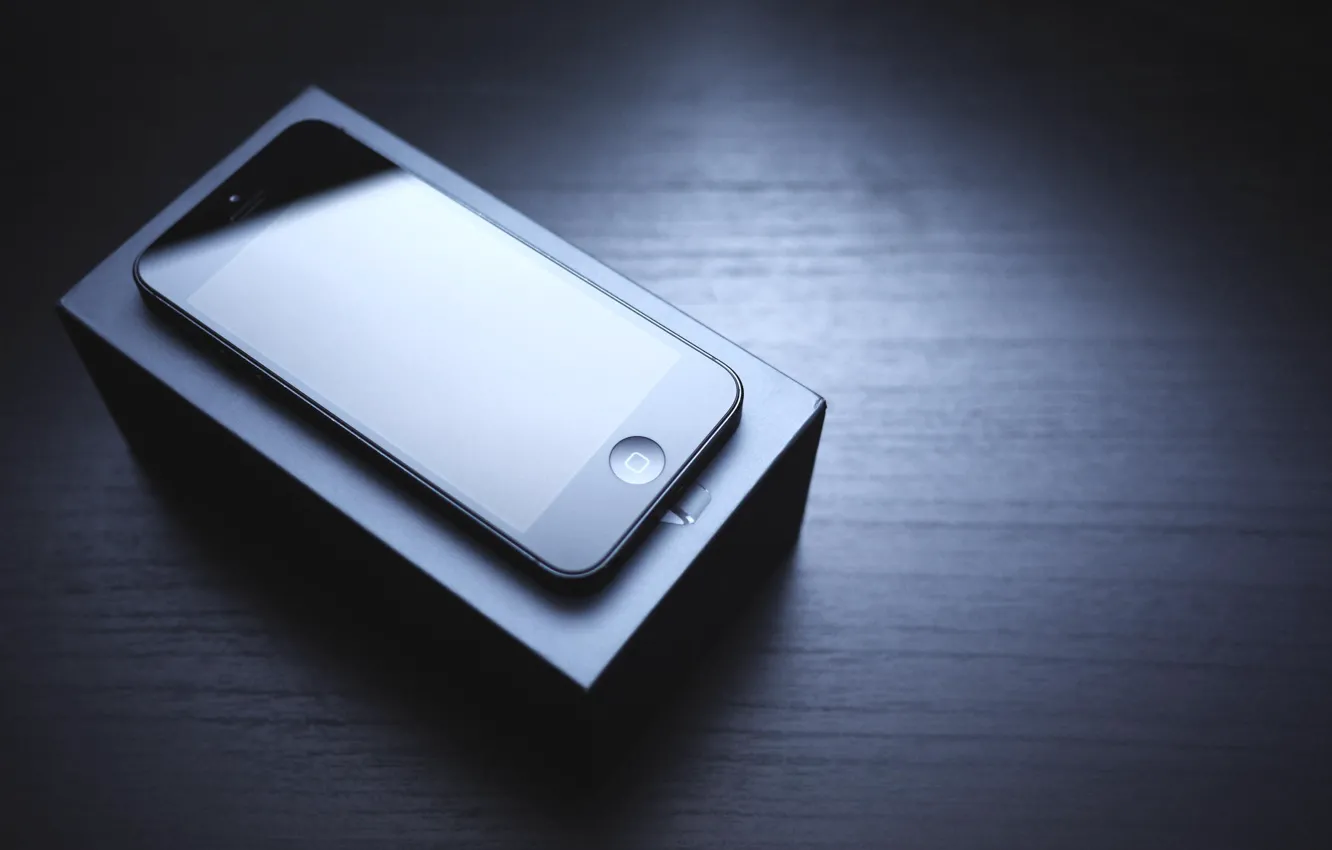 Фото обои коробка, черный, Apple, телефон, гаджет, айфон, эппл, iPhone 5