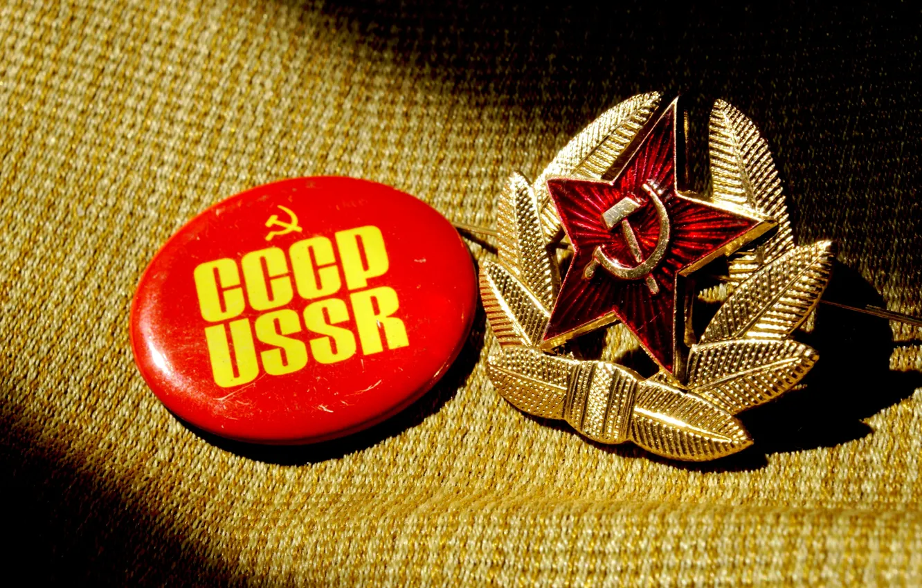 Фото обои фон, звезда, значок, тень, молот, ткань, USSR, СССР