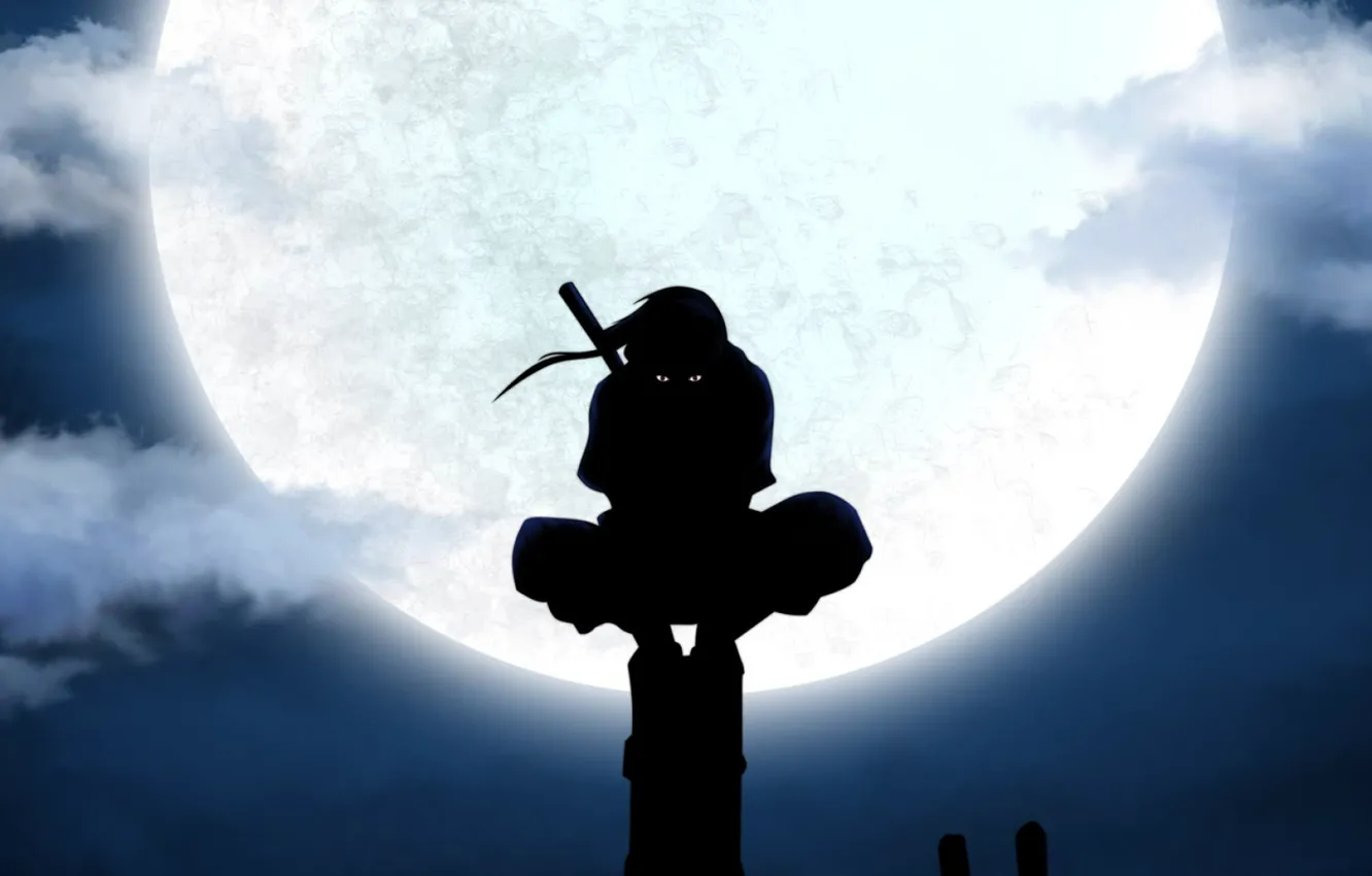 Фото обои ночь, луна, Наруто, Naruto, Итачи