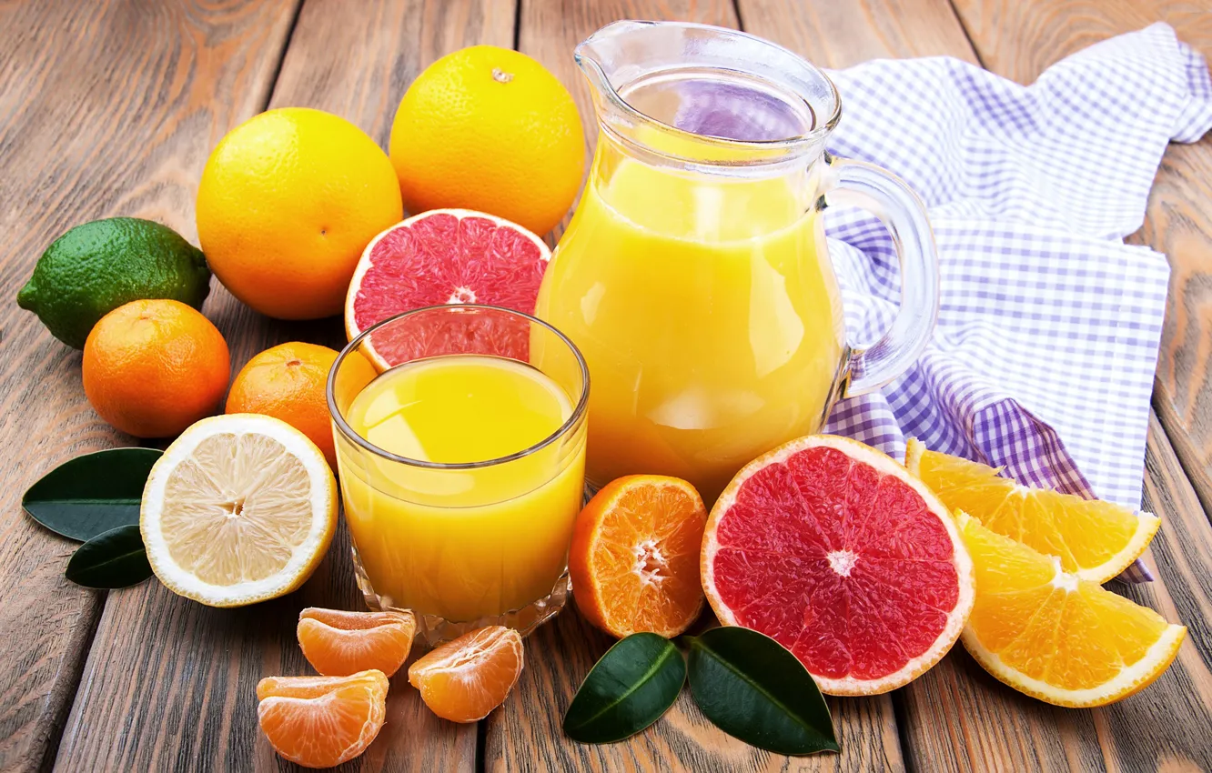 Фото обои апельсин, сок, цитрусы, грейпфрут, мандарины
