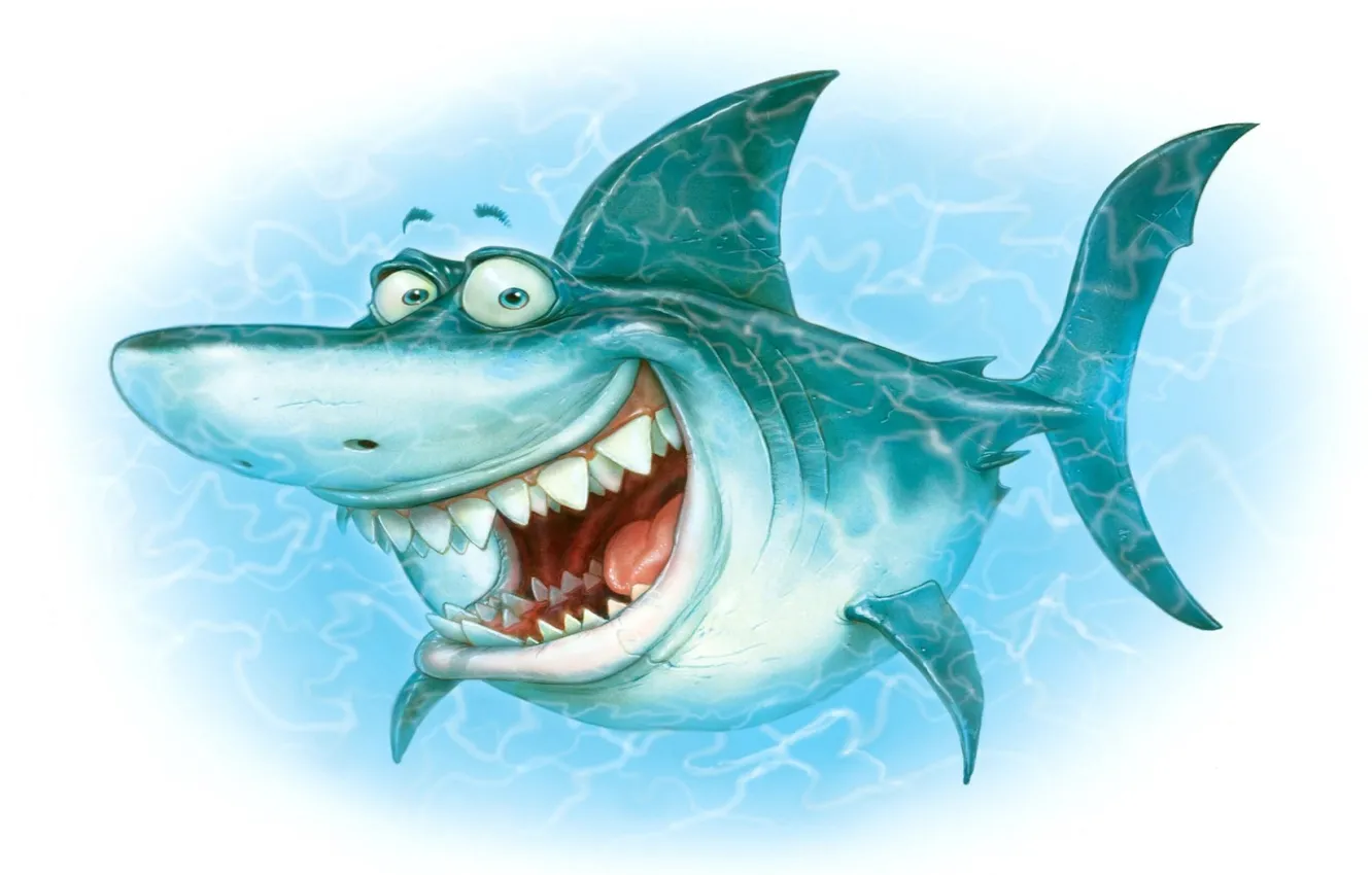 Фото обои волны, белый, вода, фон, минимализм, акула, зубы, рот