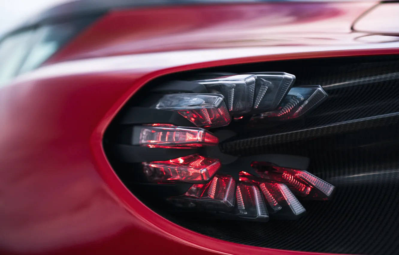 Фото обои красный, Aston Martin, купе, фара, форма, Zagato, 2020, V12 Twin-Turbo