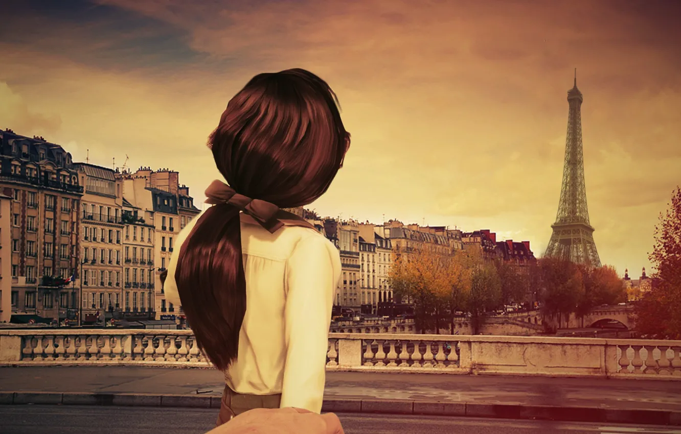 Фото обои девушка, волосы, игра, Париж, спина, хвостик, BioShock Infinite, Элизабет