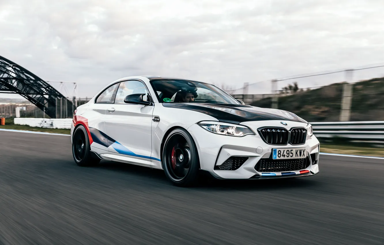 Фото обои скорость, BMW, гоночный трек, 2018, Competition, F87, BMW M2, M Performance Accessories