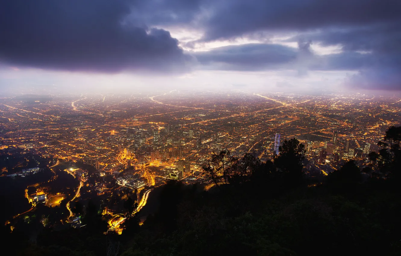 Фото обои ночь, Night, Bogota, Monserrate, Colombia, Колумбия, Богота