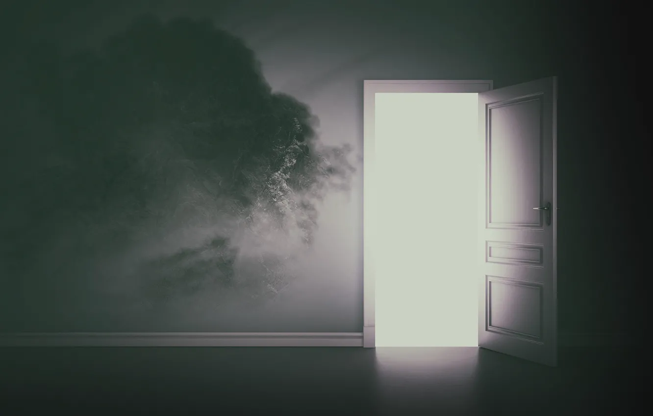 Фото обои свет, дверь, выход