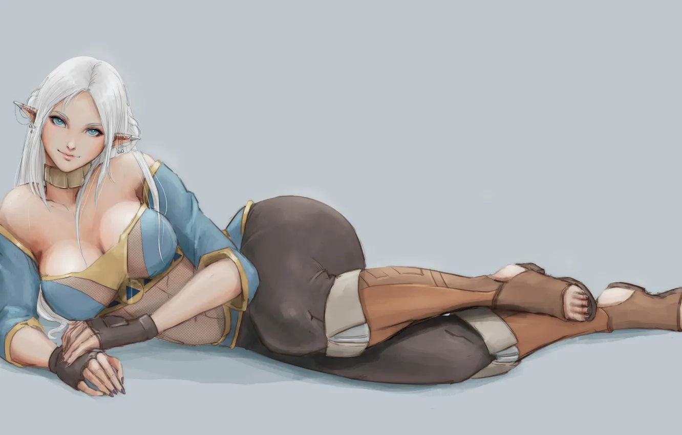 Фото обои девушка, эльф, лежит