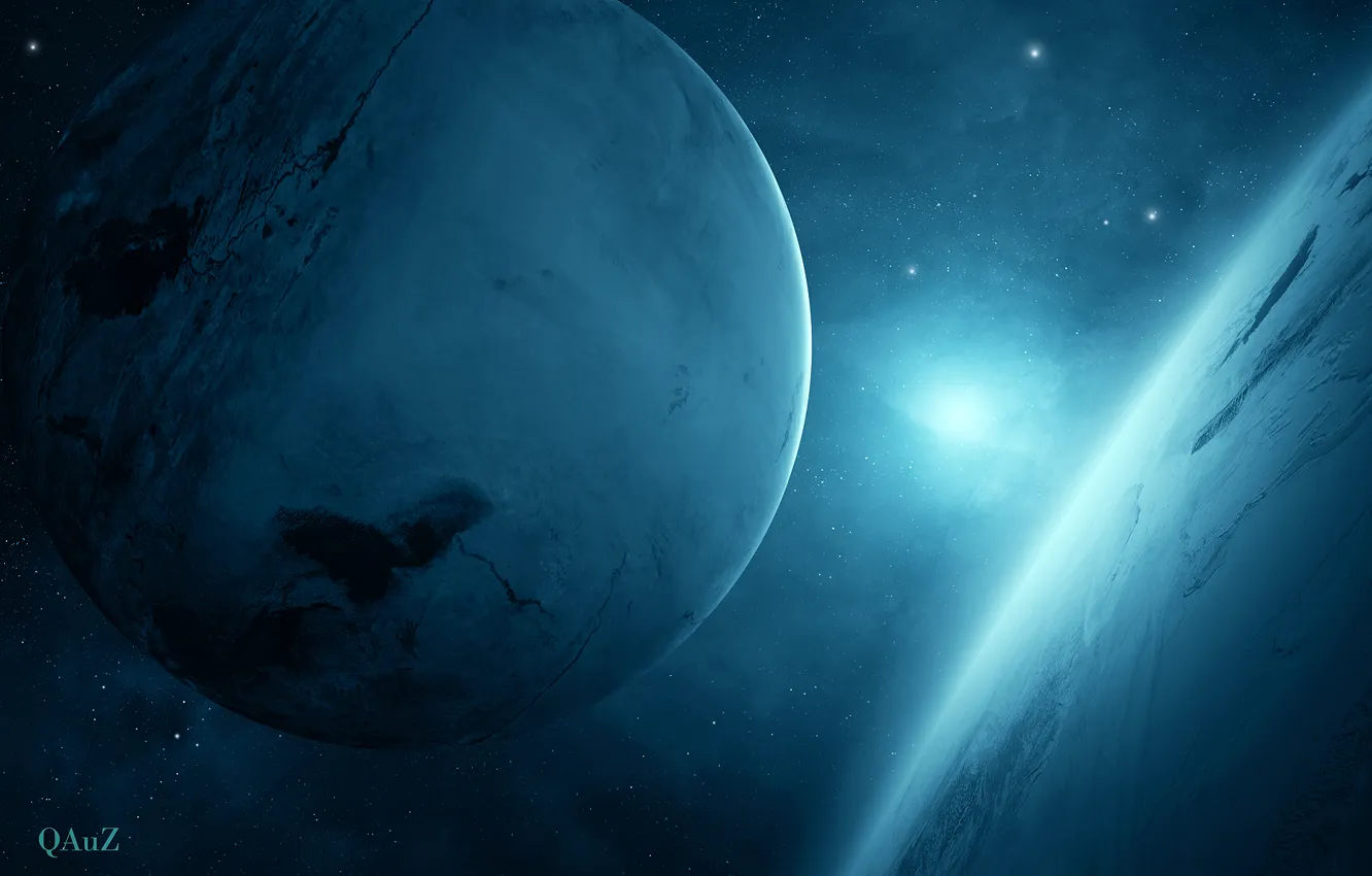Фото обои light, two, Sci Fi, Planet blue
