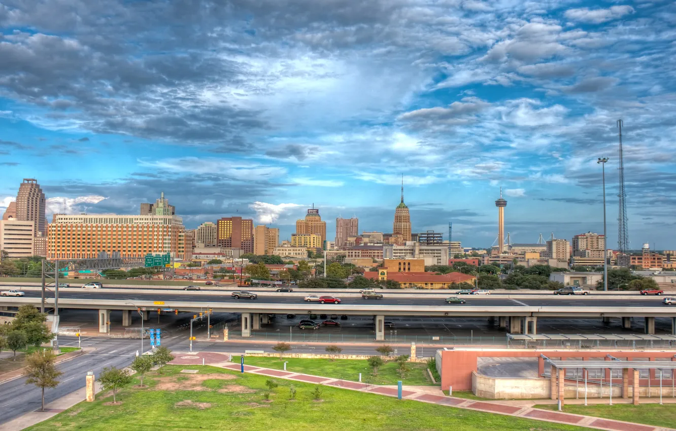 Фото обои Clouds, Downtown, usa, Texas, Техас, San Antonio, Сан-Антонио