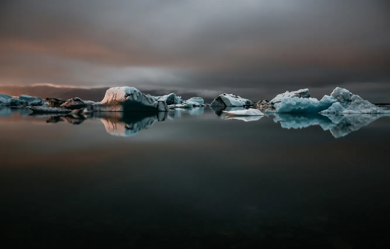 Фото обои вода, ночь, лёд