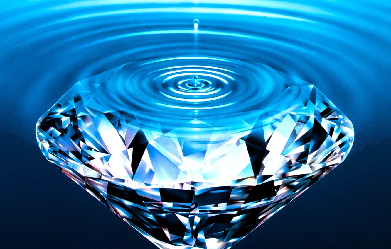 Фото обои вода, синий, капля, бриллиант, драгоценный камень