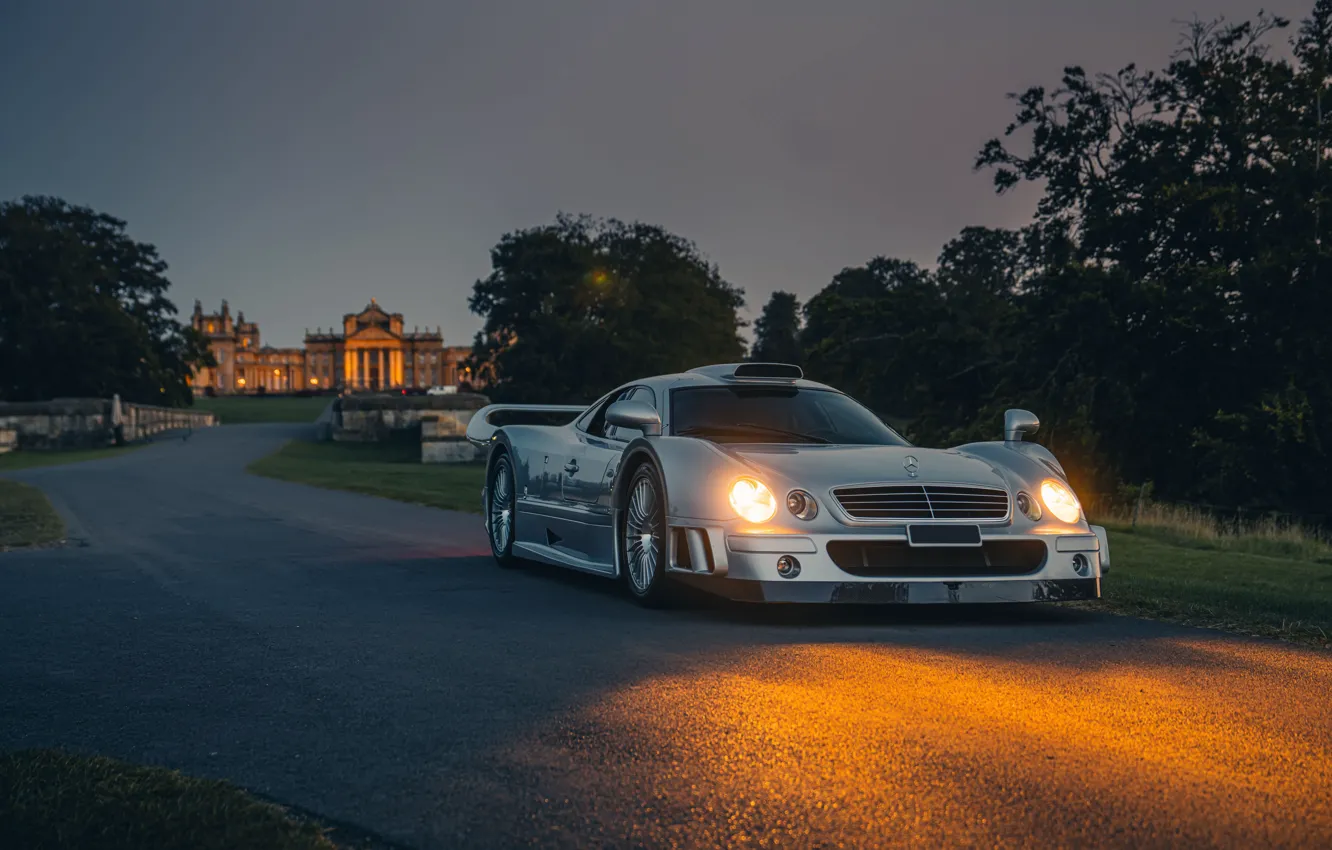 Фото обои Mercedes-Benz, AMG, CLK, front view, headlights, Mercedes-Benz CLK GTR AMG Coupe