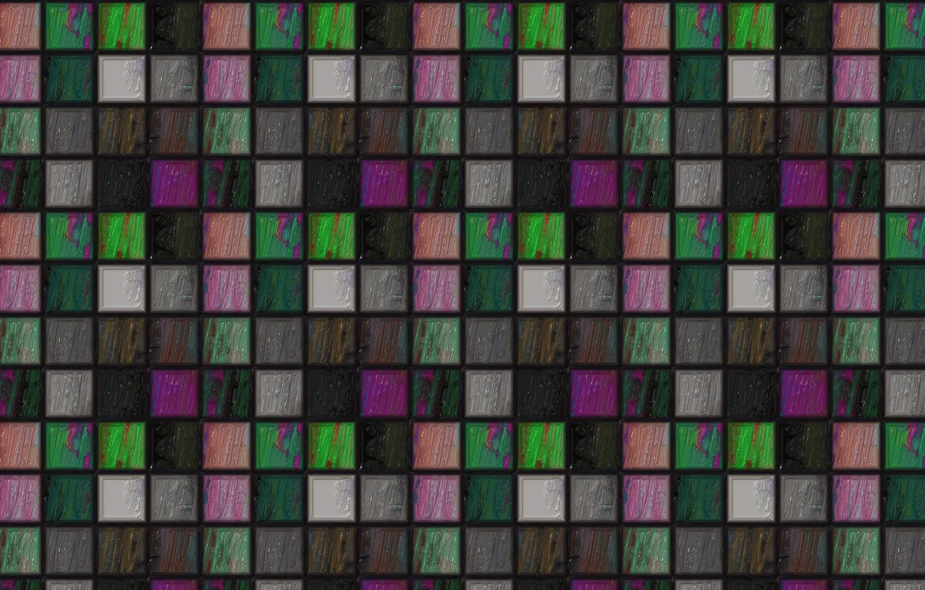 Фото обои мозаика, фон, стена, обои, цвет, квадраты, решётка, текстуры