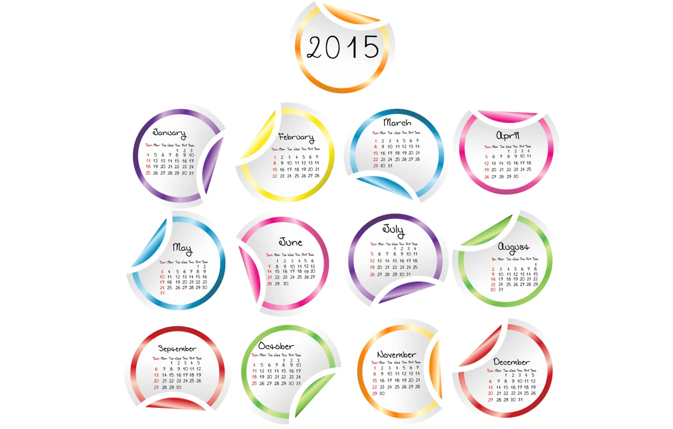 Фото обои календарь, год, 2015