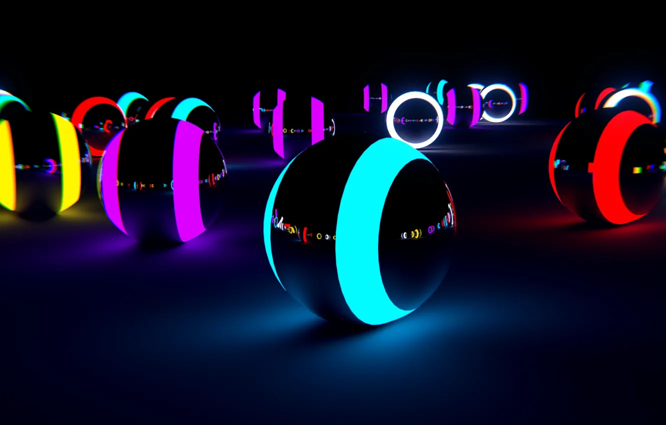 Фото обои свечение, сфера, линзы, blender