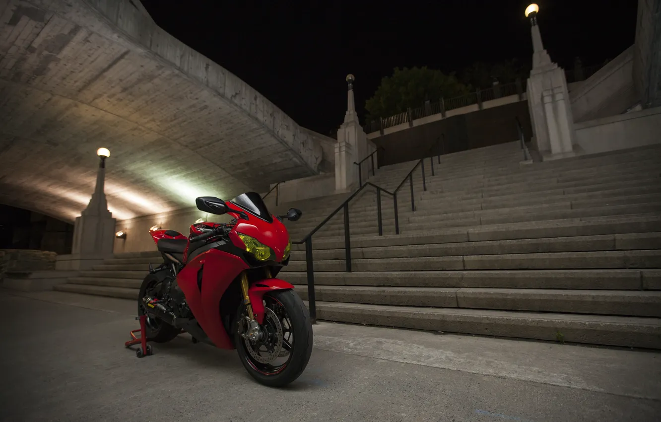 Фото обои Red, Honda, Bridge, Yellow, CBR1000RR-R