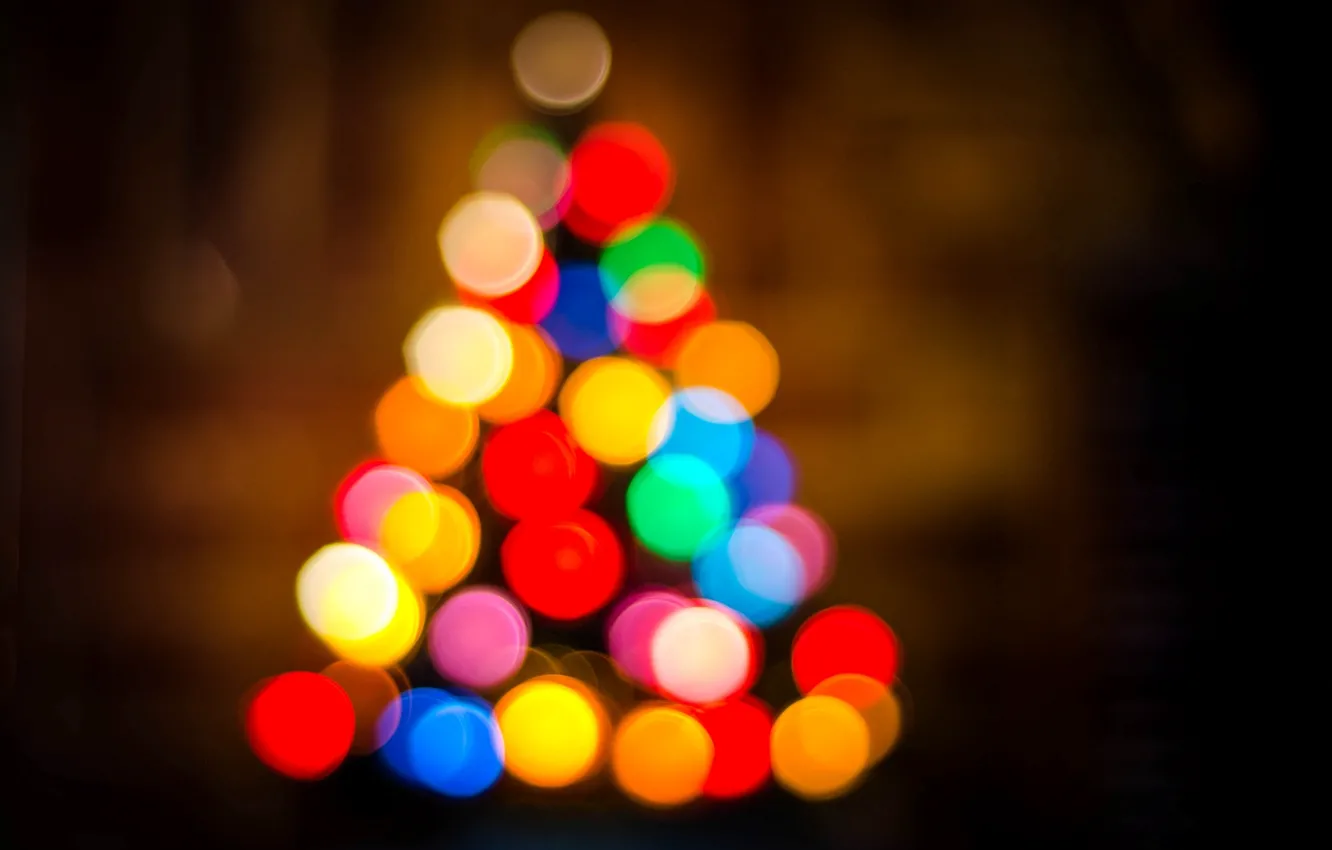 Фото обои огни, праздник, елка, Новый Год, Рождество, ёлка, Christmas, разноцветные