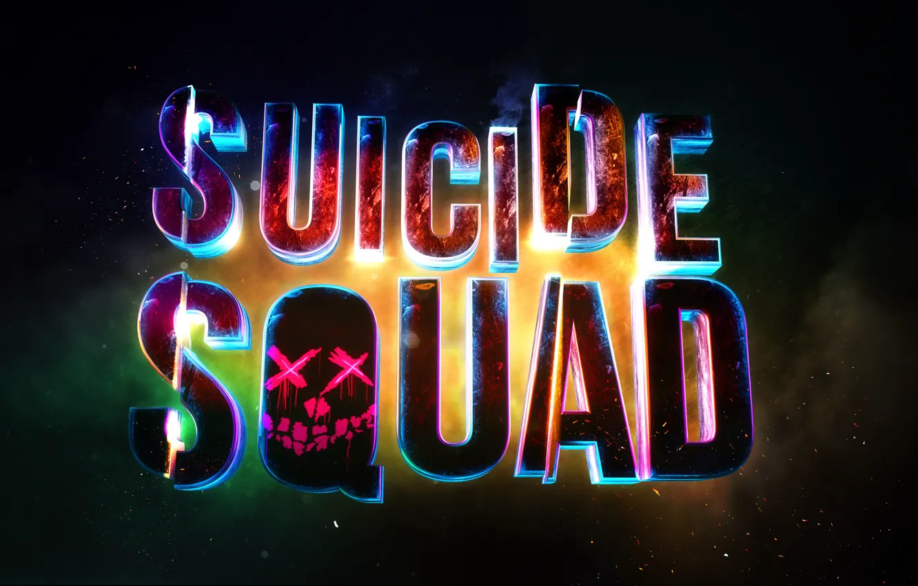 Фото обои рендеринг, логотип, высокое разрешение, яркая, cinema4d, suicide squad, отряд самоубийц
