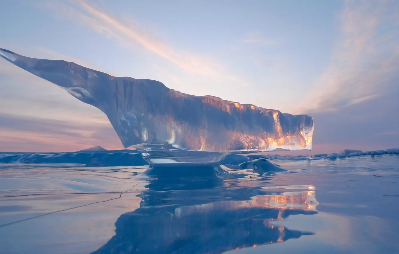 Фото обои озеро, лёд, Байкал