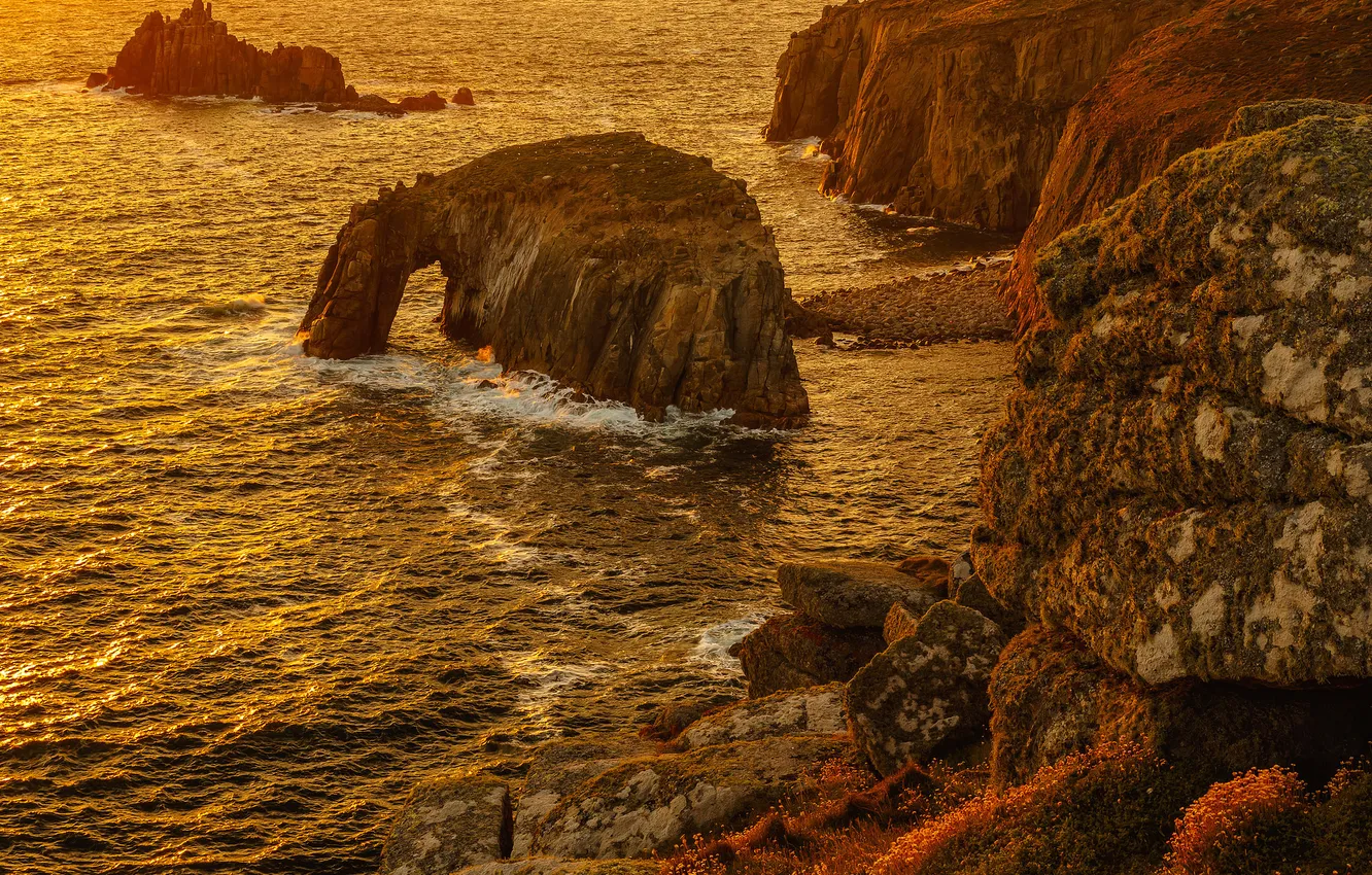 Фото обои море, скалы, берег, арка