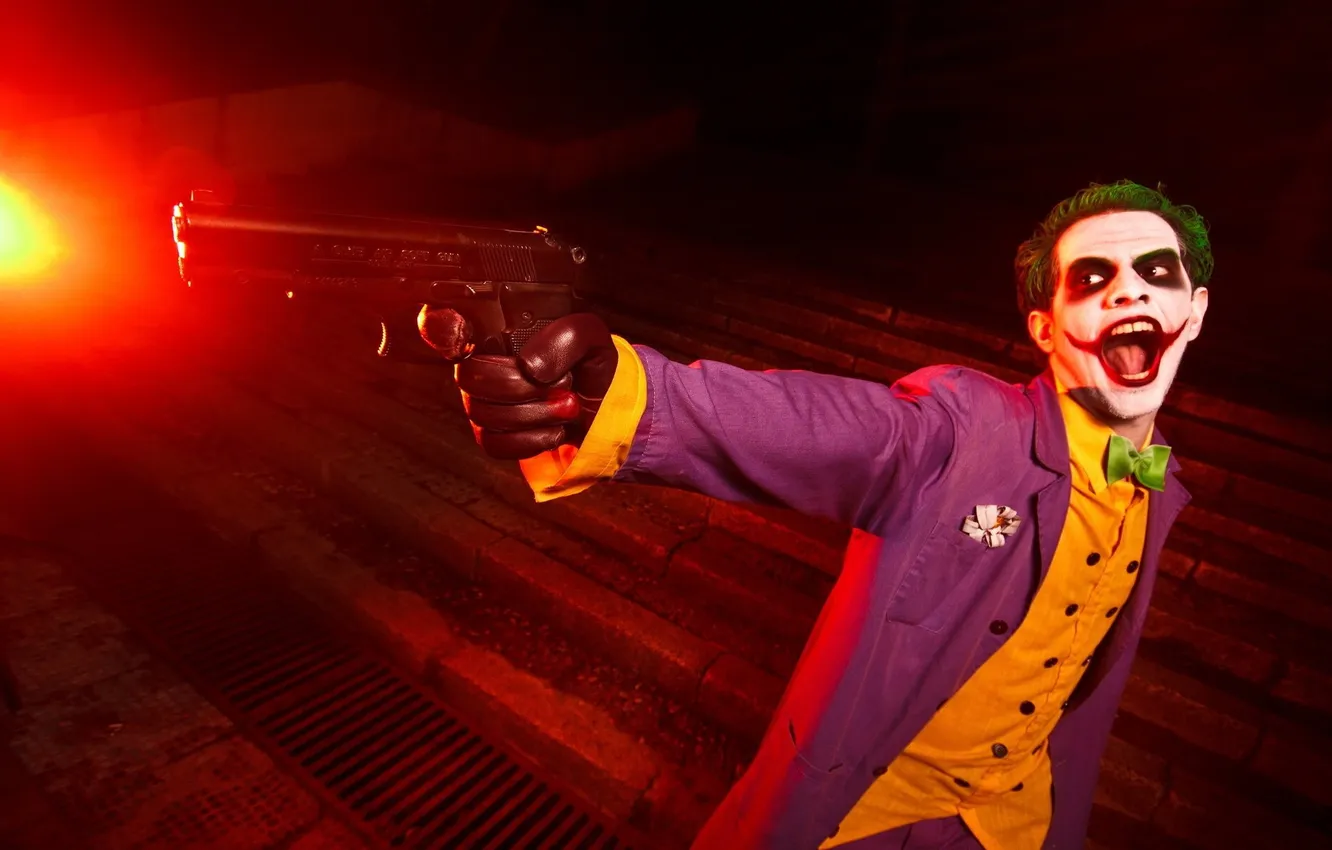 Фото обои пистолет, Joker, Wahahaha