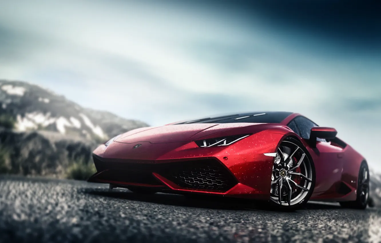 Фото обои Красный, Авто, Lamborghini, Игра, Машина, Red Bull, Суперкар, Driveclub