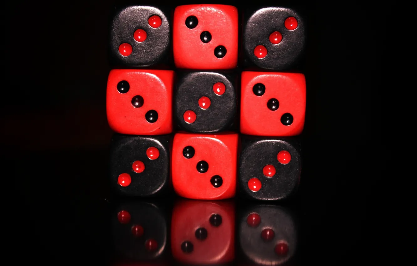 Фото обои чёрный, Кости, Кубик, красный., зарики, Кубик - Зарики
