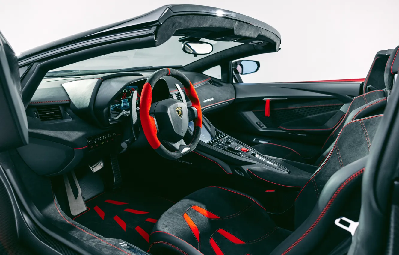 Фото обои Lamborghini, car interior, Centenario, Lamborghini Centenario Roadster