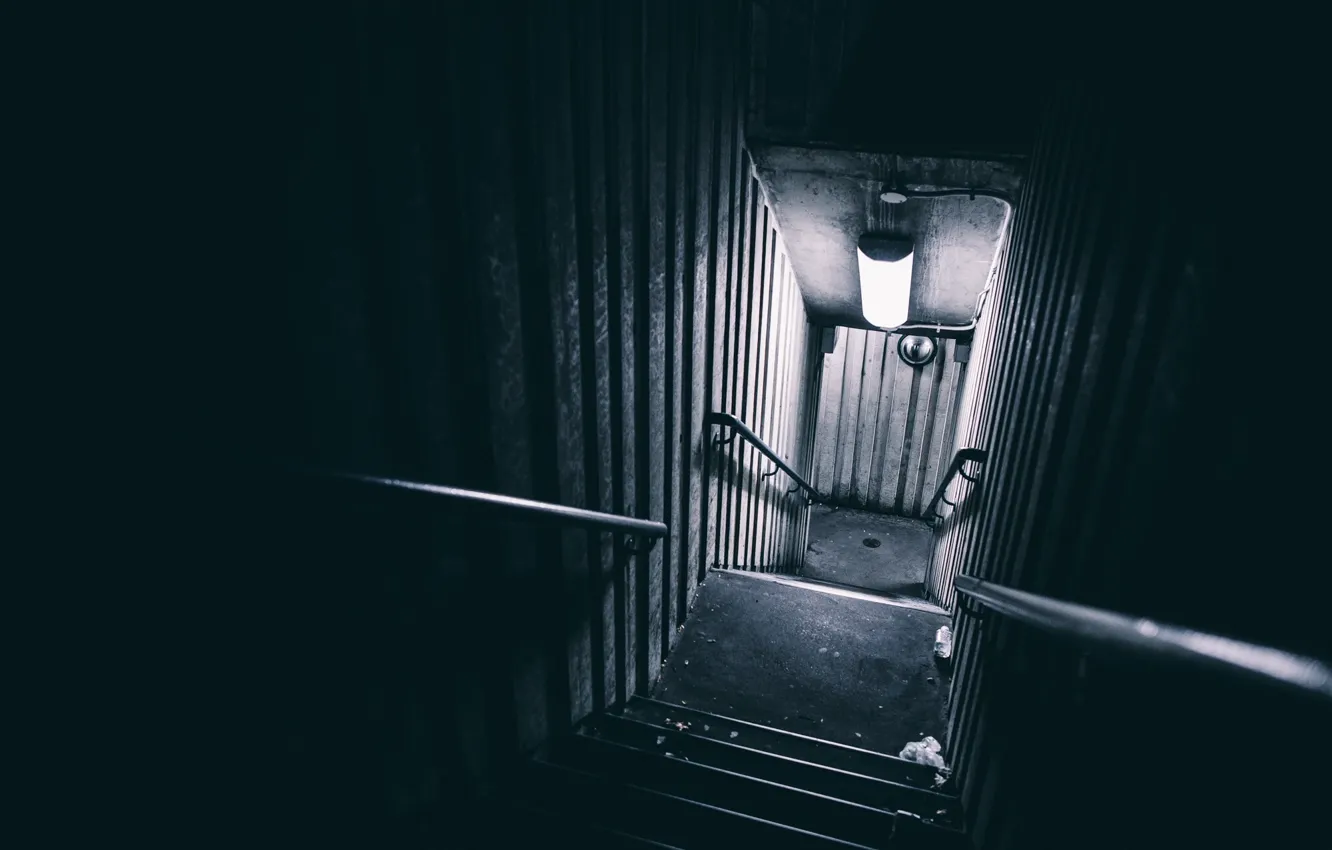 Фото обои свет, настроение, улица, лампа, Ночь, Канада, лестница, Торонто