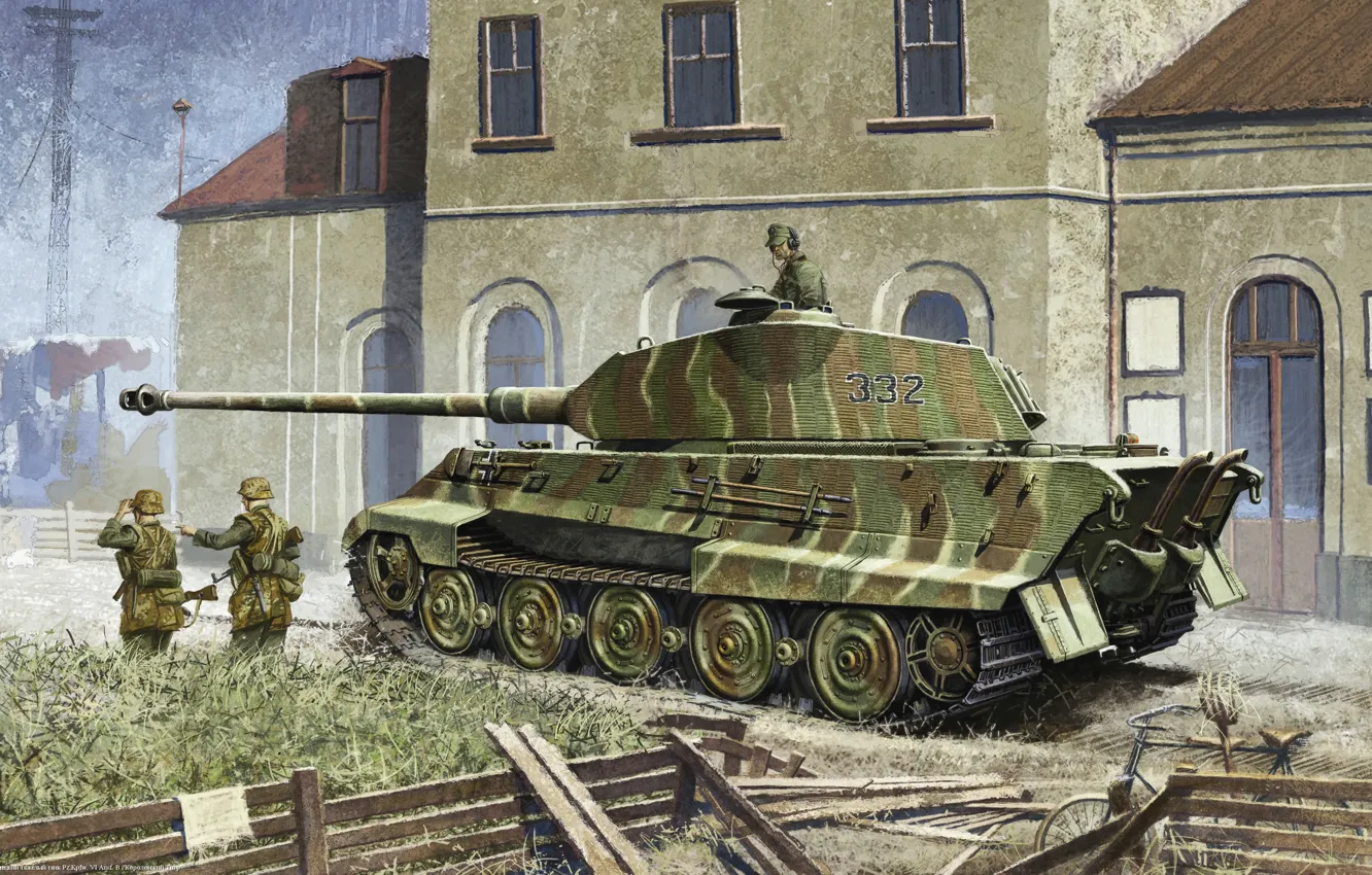 Фото обои рисунок, танк, тяжелый, немецкий, Королевский тигр, Тигр 2, Tiger 2