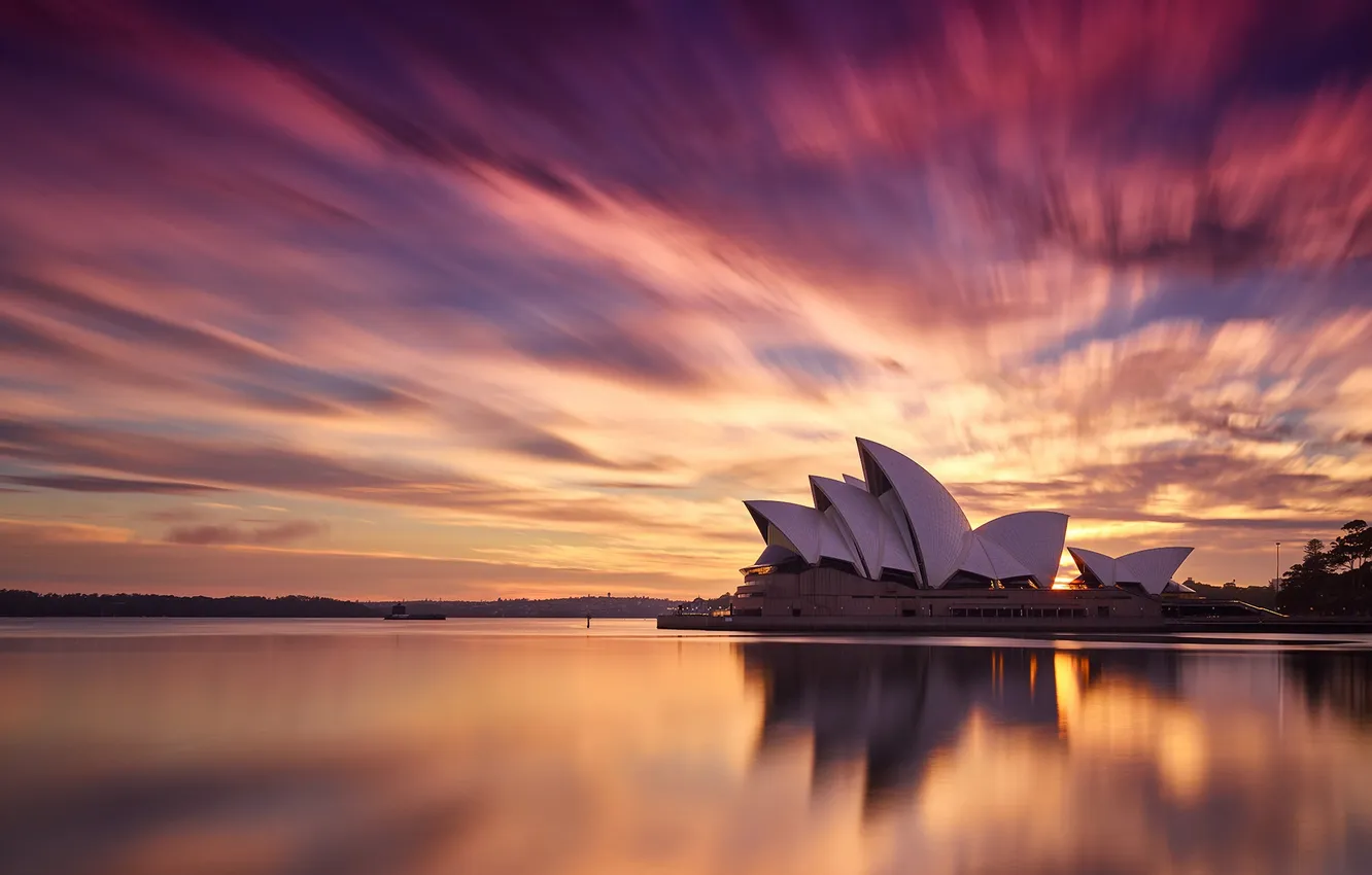 Фото обои город, утро, Австралия, Сидней, оперный театр