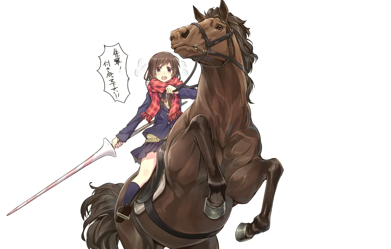 Фото обои девушка, фон, лошадь