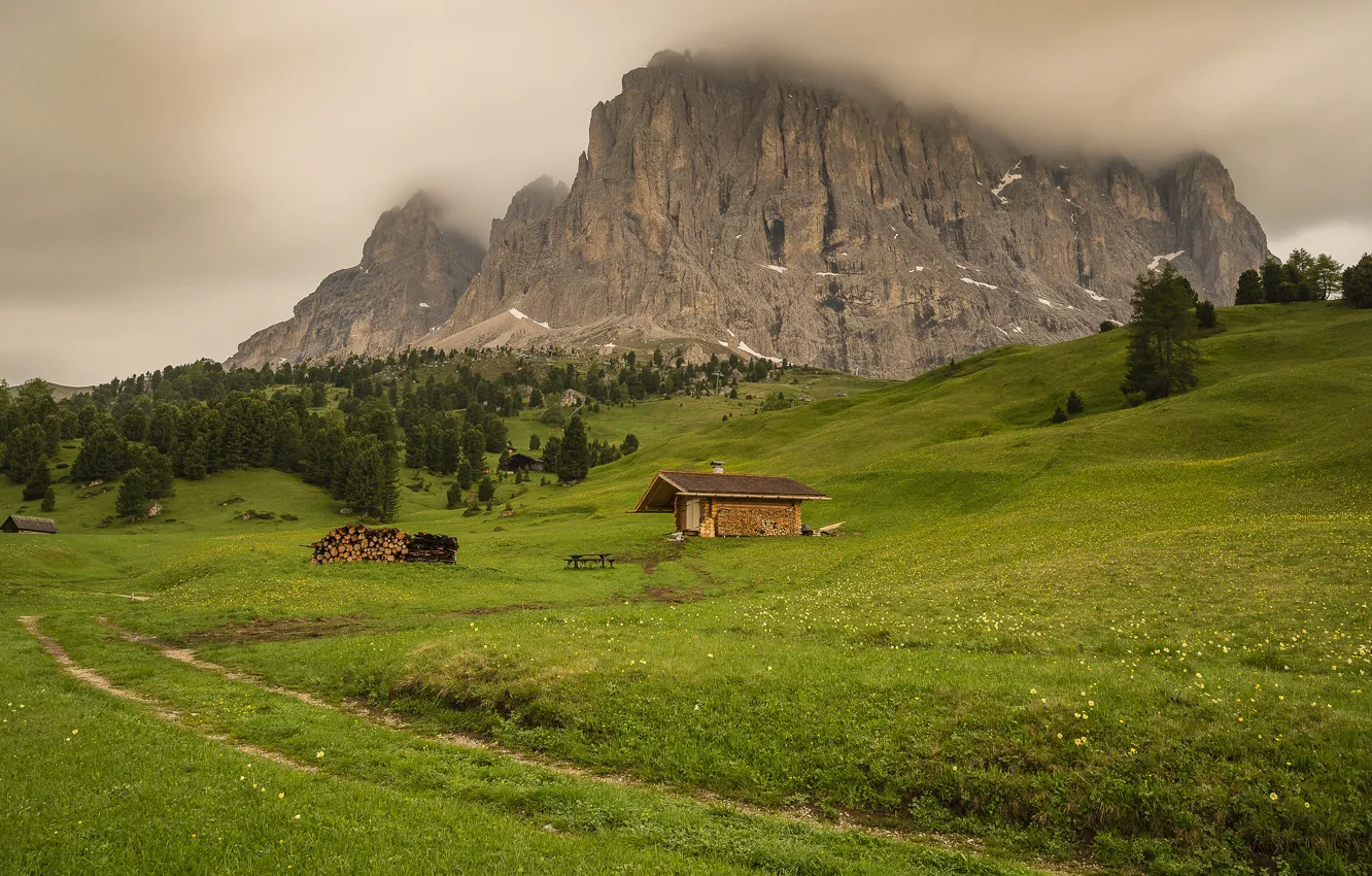 Фото обои горы, Альпы, домик