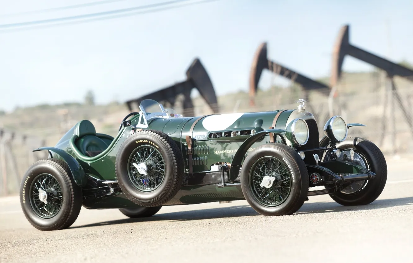 Фото обои ретро, фон, Bentley, Бентли, зелёный, спорткар, Special, передок