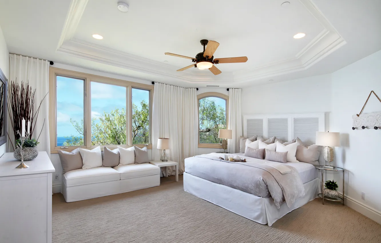 Фото обои дизайн, кровать, подушки, окно, отель, design, interior, luxury