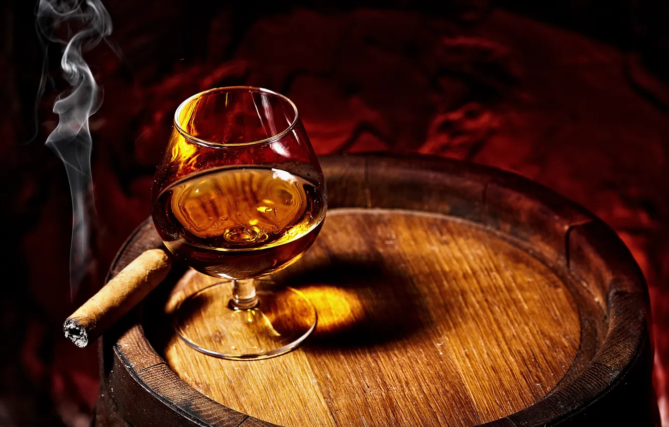 Фото обои mood, drink, cigar, cognac, barrel