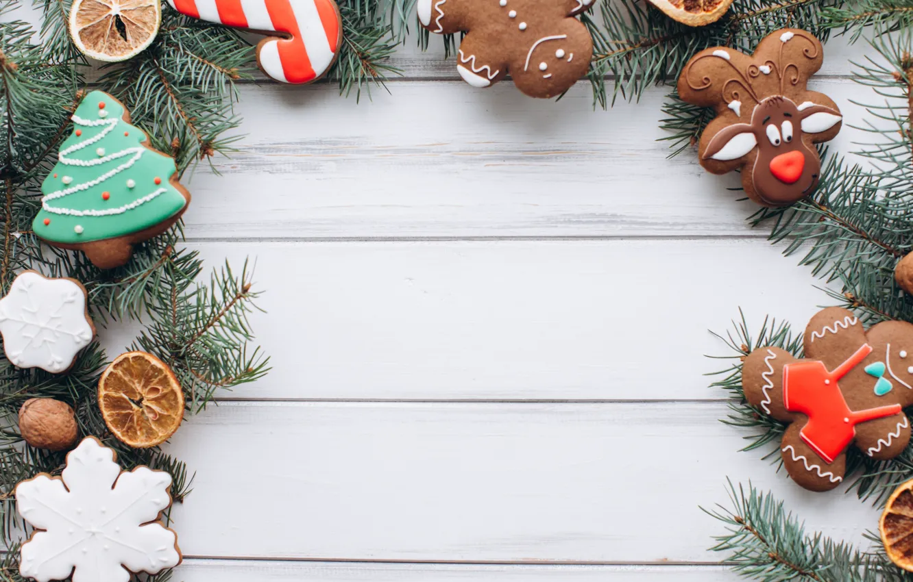 Фото обои украшения, Новый Год, печенье, Рождество, Christmas, wood, New Year, cookies