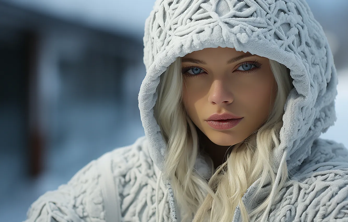 Фото обои girl, blonde, blue-eyed, AI Art
